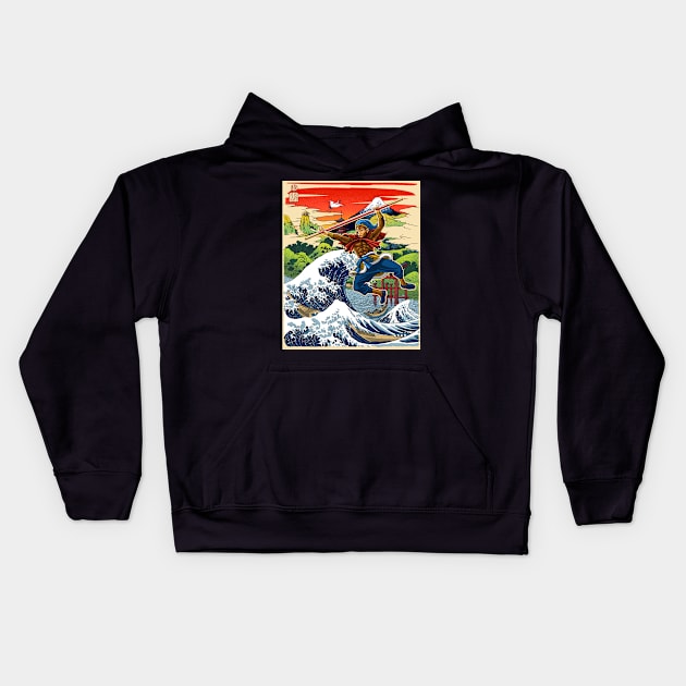 King Monkey in Japan Kids Hoodie by albertocubatas